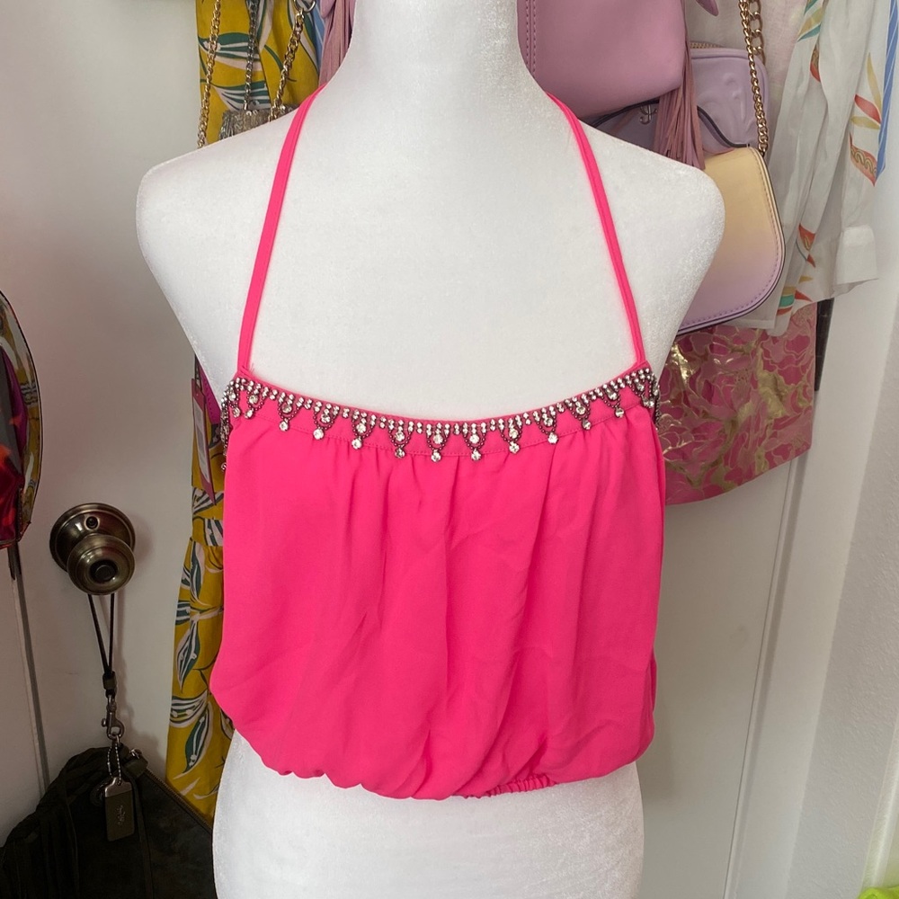 Vintage Charlotte Russe Vibrant Pink Camisole with Rhinestone Accents NWT 💖